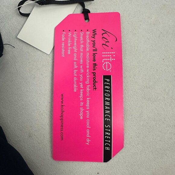 Koi Lite Womens Navy Performance Stretch Scrub Top Size M Slim Fit Soft Durable - Picture 4 of 6